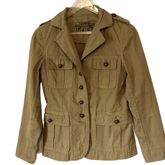 Vintage Banana Republic Safari Jacket Size 4 Khaki Cotton - Picture 1 of 12